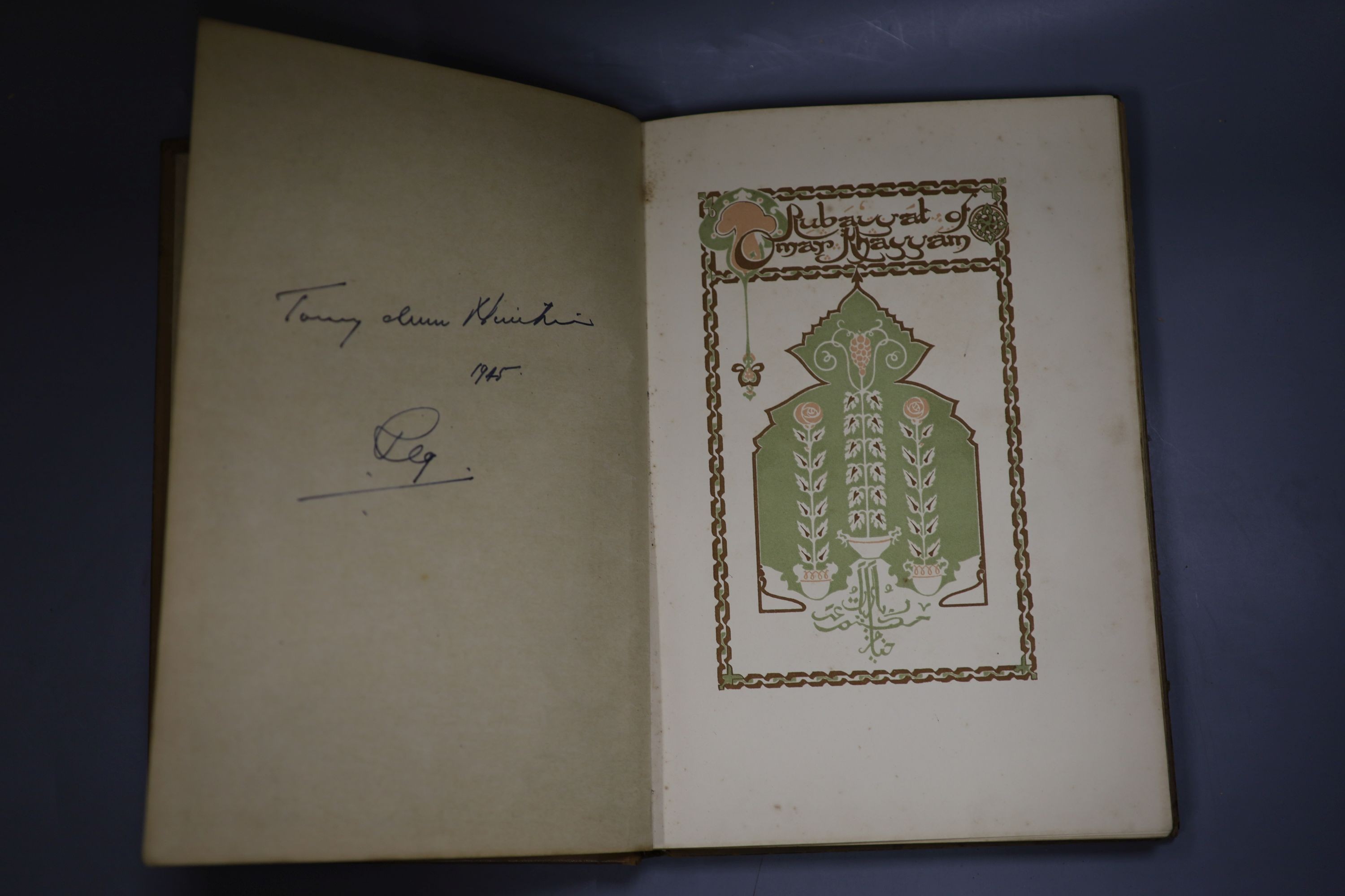 Rubaiyat of Omar Khayyam, published by George G Harrap and co-London, presented by Will Pogani, one volume